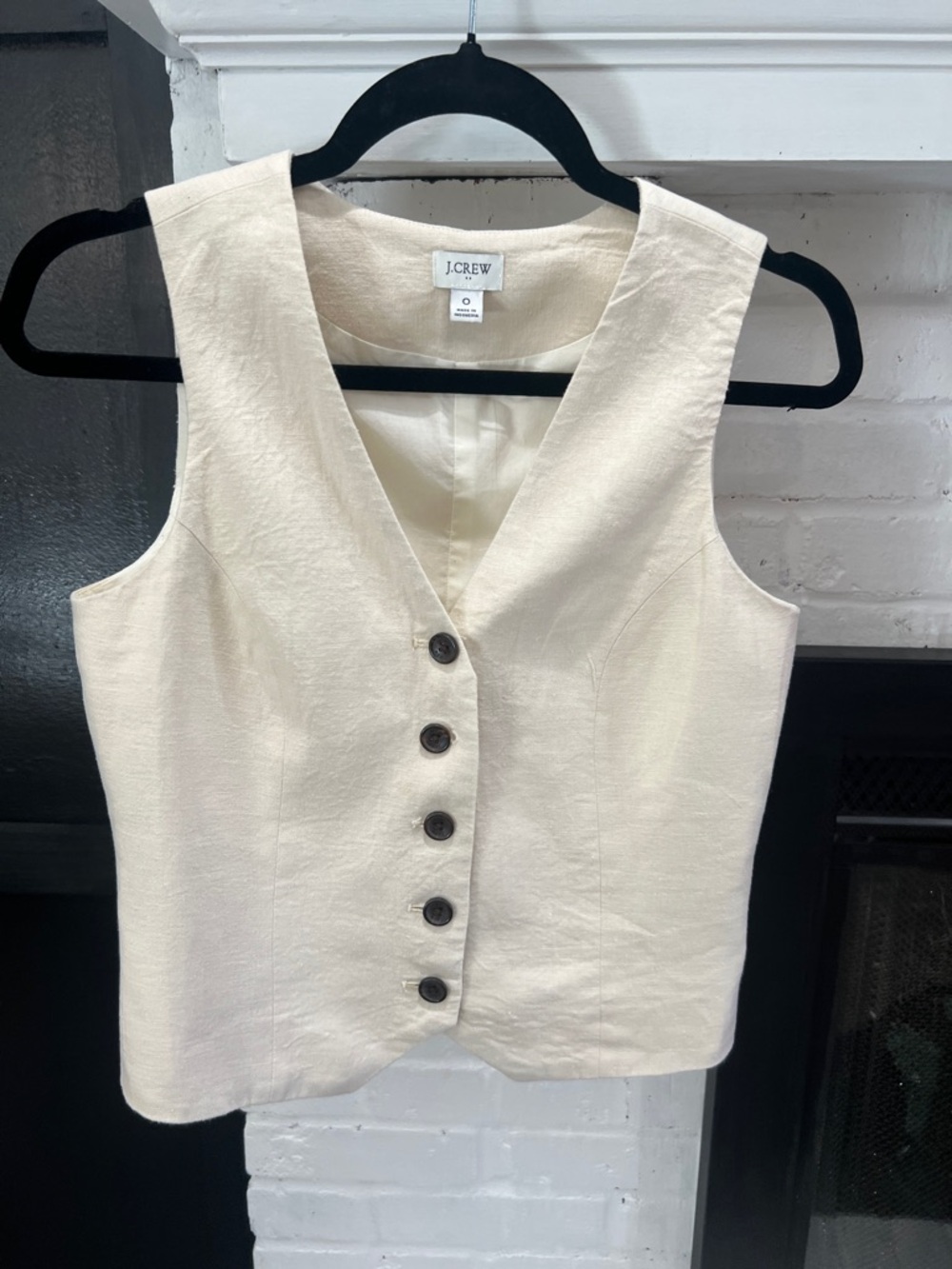 J. Crew Cream Button-Front Sleeveless Vest - Picture 2 of 7